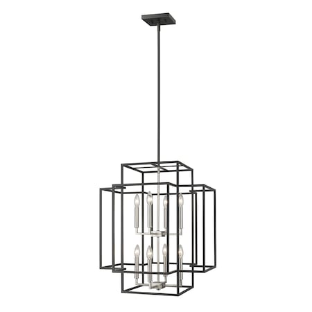 Z-Lite Titania 8 Light Pendant, Black 454-28BK-BN